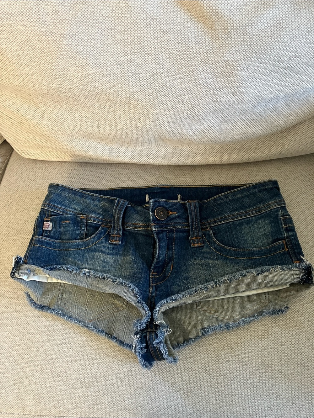 Just USA Dark Blue Distressed Denim Cutoff Shorts